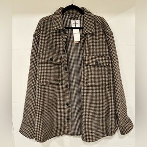 Jack & Jones Houndstooth Shirt in Brown and Black